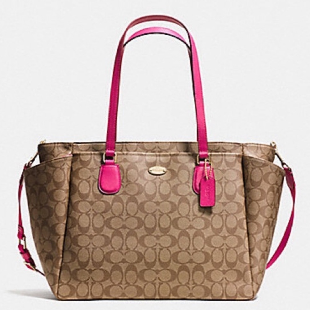 COACH Tan & Pink Diaper or Travel Bag